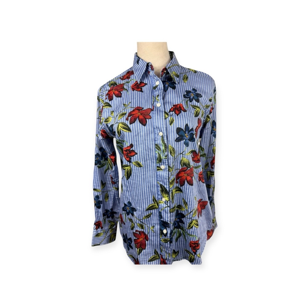 Ralph Lauren 100% cotton blue button down with floral print size medium